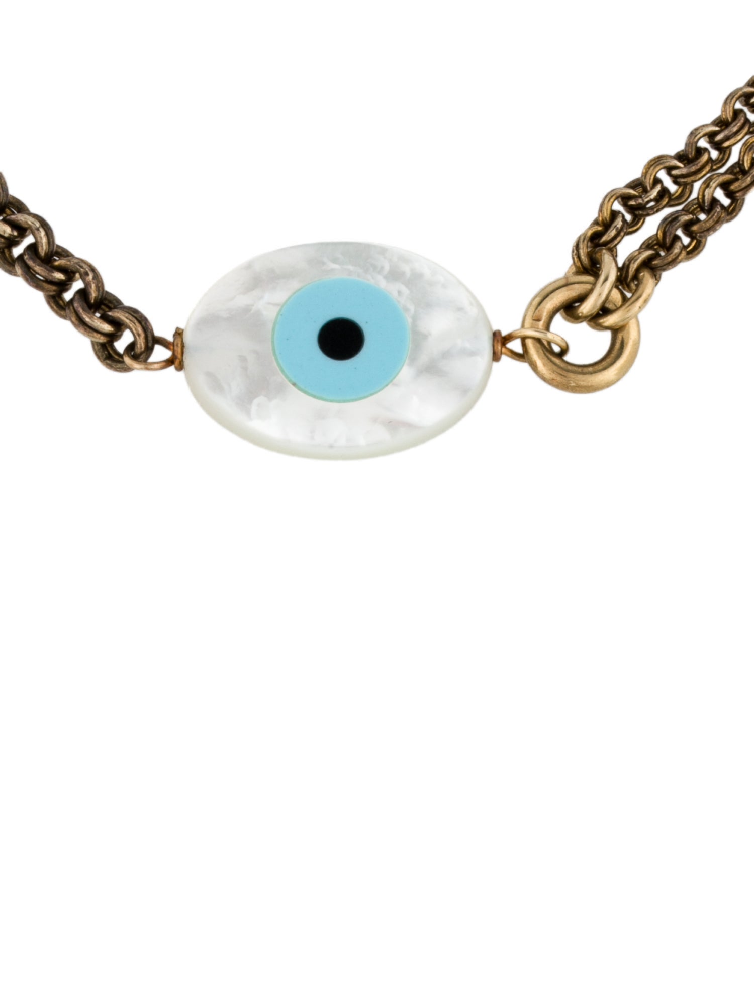 Grazia & Marica Vozza Mother of Pearl, Composite Turquoise, & Resin Evil Eye Bracelet